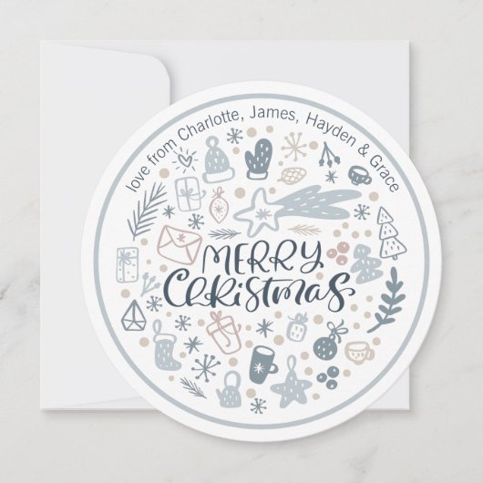 ブルーメリークリスマスタイポグラフィパーソナライズされた写真 シーズンカード (正面)