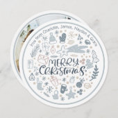 ブルーメリークリスマスタイポグラフィパーソナライズされた写真 シーズンカード (正面/裏面)