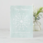 ブルーメリークリスマスハッピーニューイヤー雪片 シーズンカード (スタンド正面)