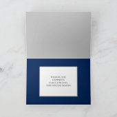 ブルーメリークリスマスフォトの雪片 シーズンカード (内部)