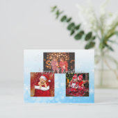 ブルーメリークリスマスフォトパーソナライズされたー ポストカード (スタンド正面)