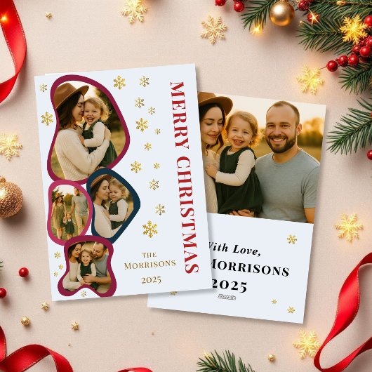 ブルーメリークリスマスフォトモダンフレオーガニックーム シーズンカード