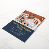 ブルーメリークリスマスベビーホイル誕生のお知らせ 箔シーズンカード (回転した状態)