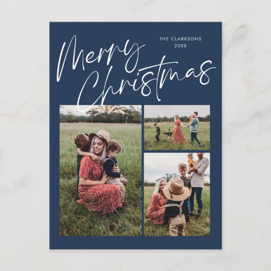 ブルーメリークリスマス書道台本3写真 シーズンポストカード (正面)