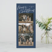 ブルーメリークリスマス書道5スリム写真 シーズンカード (スタンド正面)