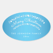 ブルーメリークリスマス楕円シール 楕円形シール (正面)