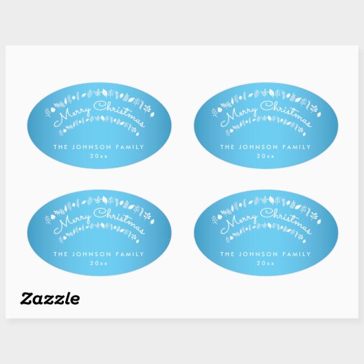 ブルーメリークリスマス楕円シール 楕円形シール (シート)