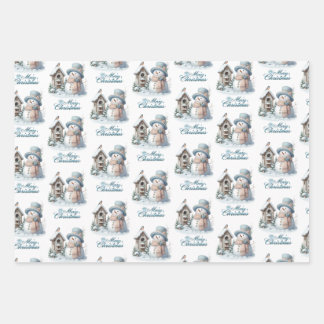 ブルーメリークリスマス紙 ラッピングペーパーシート