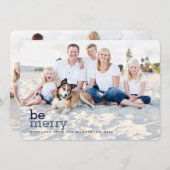 ブルーメリークリスマス2枚の写真カード シーズンカード (正面/裏面)