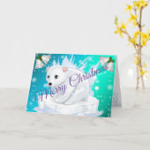 ブルーメリークリスマス カード (黄色い花)