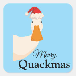 ブルーメリーミニマルなクリスマスおもしろいマンガダック スクエアシール