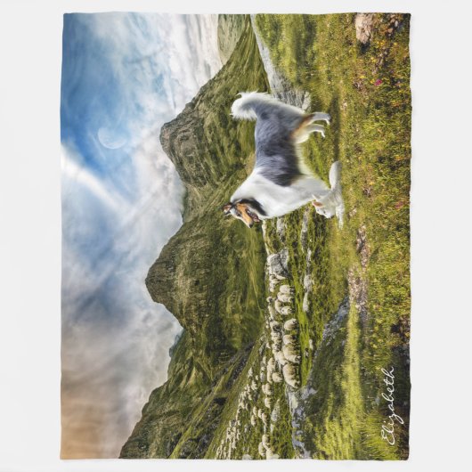 ブルーメルコリーシープハーディングパーソナライズされた- フリースブランケット (正面)