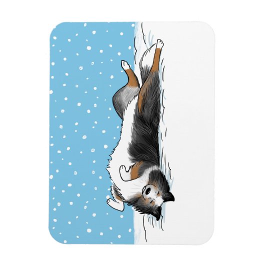 ブルーメルシェットランドシェプドッグシェットランド・ シープドッグウィンタースノー マグネット (縦)