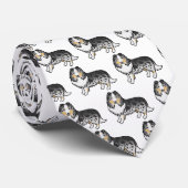 ブルーメルシェットランドシェプドッグ漫画の犬のパターン ネクタイ (ロール)