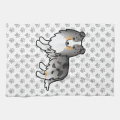 ブルーメルシェトランドシープドッグシェットランド・ シープドッグ漫画の犬 キッチンタオル (横)