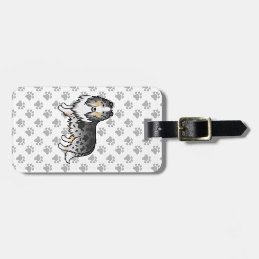 ブルーメルラフCollieかわいい漫画の犬と文字 ラゲッジタグ (正面横)