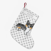 ブルーメルルカーディガンウェルシュコーギードッグ&ネーム スモールクリスマスストッキング (正面 (吊り時))