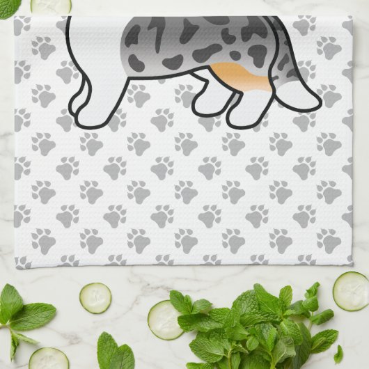 ブルーメルルカーディガンウェルシュコーギー漫画の犬 キッチンタオル (折り畳み)