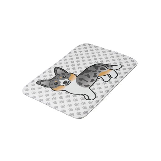 ブルーメルルカーディガンウェルシュコーギー漫画の犬 バスマット (アングル)