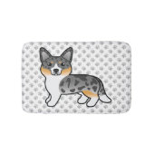 ブルーメルルカーディガンウェルシュコーギー漫画の犬 バスマット (正面)