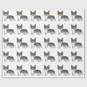 ブルーメルルカーディガンウェルシュコーギー漫画の犬 ラッピングペーパー (フラット)