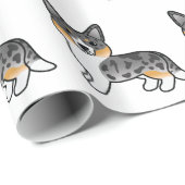 ブルーメルルカーディガンウェルシュコーギー漫画の犬 ラッピングペーパー (ロールコーナー)