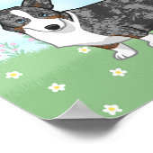 ブルーメルルカーディガンウェルシュコーギー花 ポスター (角)