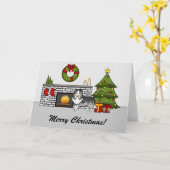 ブルーメルルシェットランド・ シープドッグドッグインアザクリスマスルーム&文字 カード (黄色い花)