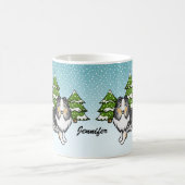 ブルーメルルシェットランド・ シープドッグマンガドインウィンター&ネーム コーヒーマグカップ (中央)