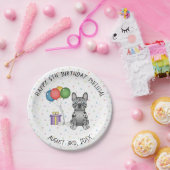 ブルーメルルフランスのブルドッグカートゥーンドッグ誕生日 ペーパープレート (パーティー)