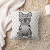 ブルーメルルフランスのブルドッグフランスかわいい犬とポーズ クッション (ブランケット)