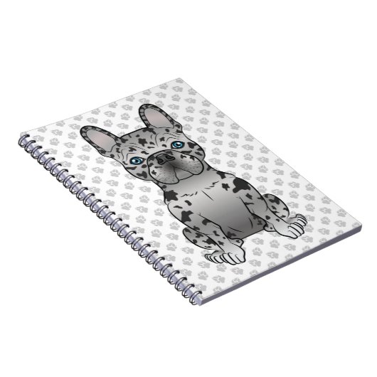 ブルーメルルフランスのブルドッグフランスかわいい犬とポーズ ノートブック (右側)