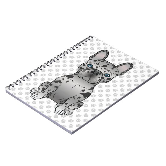 ブルーメルルフランスのブルドッグフランスかわいい犬とポーズ ノートブック (左側)