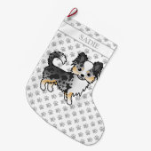 ブルーメルルロングコートチワフアカートマンガンドッグ&ネーム ラージクリスマスストッキング (正面 (吊り時))