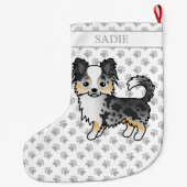 ブルーメルルロングコートチワフアカートマンガンドッグ&ネーム ラージクリスマスストッキング (裏面)