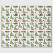 ブルーメルル・オーストラリア犬、鳥とクリスマスツリー ラッピングペーパー (フラット)