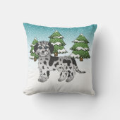 ブルーメルレミニゴールデンドルドードルドッグ – ウィンターフォレスト クッション (正面)