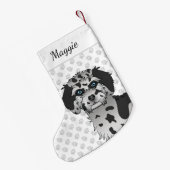 ブルーメルレミニゴールデンドールドッグヘッド&ネーム スモールクリスマスストッキング (裏面 (吊り時))