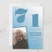 ブルーメンズ フォト グラデーション 71歳の誕生日招待状 招待状 (正面)
