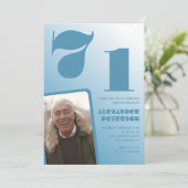 ブルーメンズ フォト グラデーション 71歳の誕生日招待状 招待状 (スタンド正面)