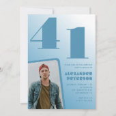 ブルーメンフォトグラディエント41歳の誕生日招待状 招待状 (正面)