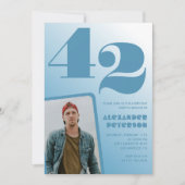 ブルーメンフォトグラディエント42歳の誕生日招待状 招待状 (正面)