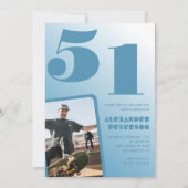 ブルーメンフォトグラディエント51歳の誕生日招待状 招待状 (正面)