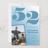 ブルーメンフォトグラディエント52歳の誕生日招待状 招待状 (正面)