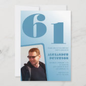 ブルーメンフォトグラディエント61歳の誕生日招待状 招待状 (正面)