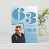 ブルーメンフォトグラディエント63歳の誕生日招待状 招待状 (スタンド正面)