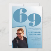 ブルーメンフォトグラディエント69th誕生日招待状 招待状 (正面)