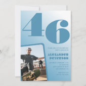 ブルーメン写真グラデーション46歳の誕生日招待状 招待状 (正面)