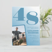 ブルーメン写真グラデーション48歳の誕生日招待状 招待状 (スタンド正面)