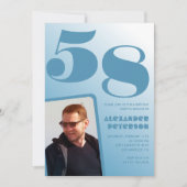 ブルーメン写真グラデーション58歳の誕生日招待状 招待状 (正面)